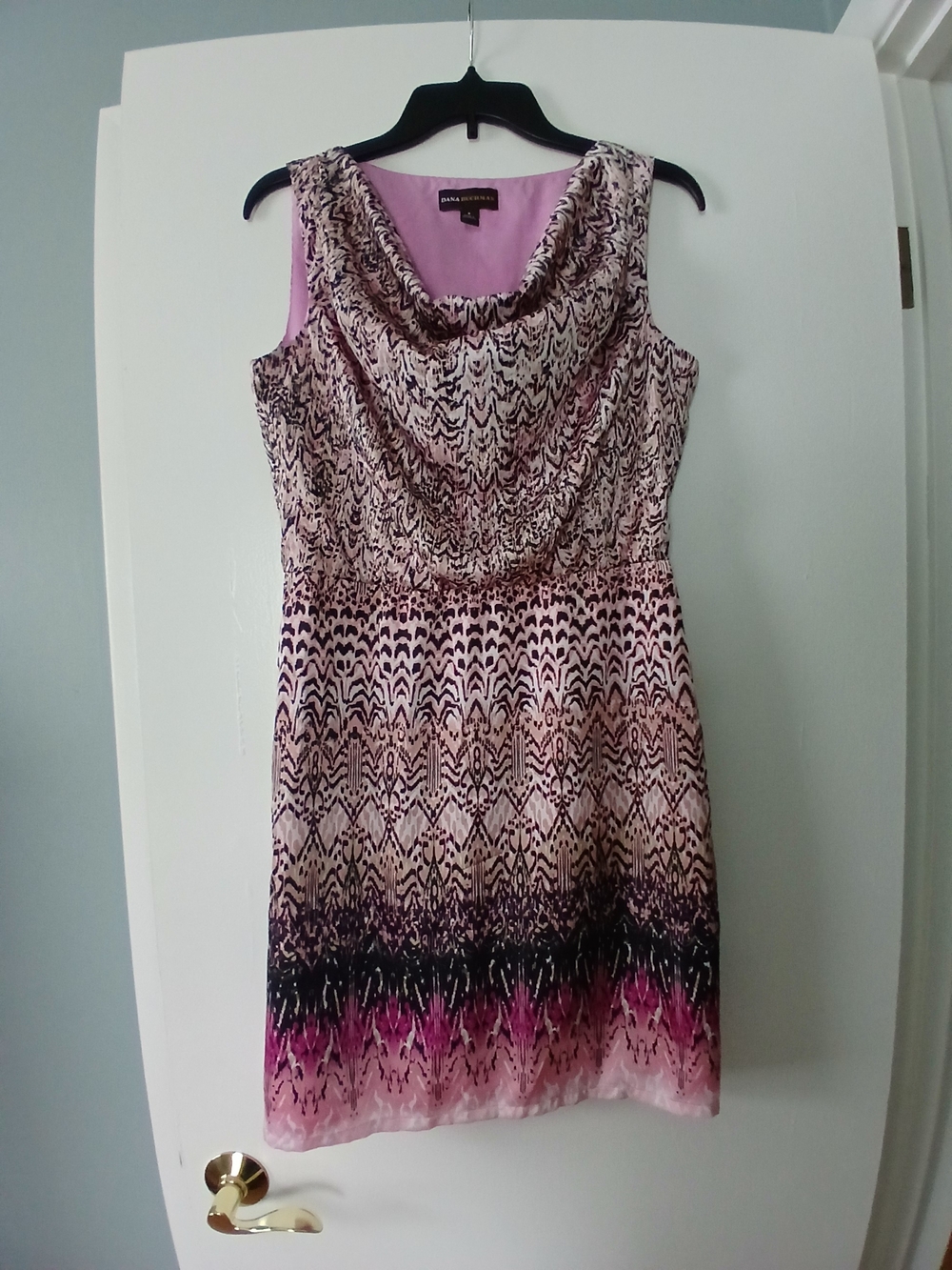Sleeveless Pink Patterned Cowl Neck Dress